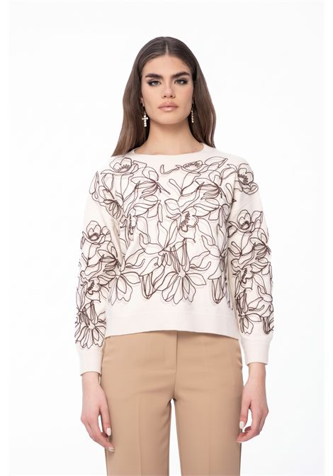 MAGLIA GIROCOLLO CON RICAMI IN RILIEVO IN CONTRASTO VALENTINA RIO | V4326/01003